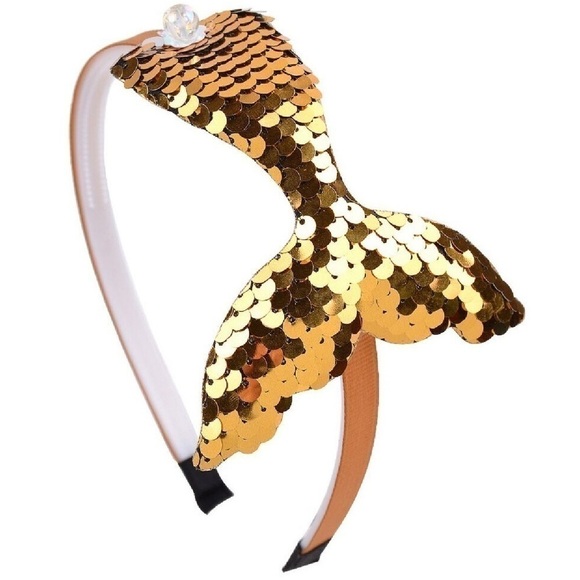 HEADBAND. Gold with gold sequins. Mermaid tail - Picture 1 of 1